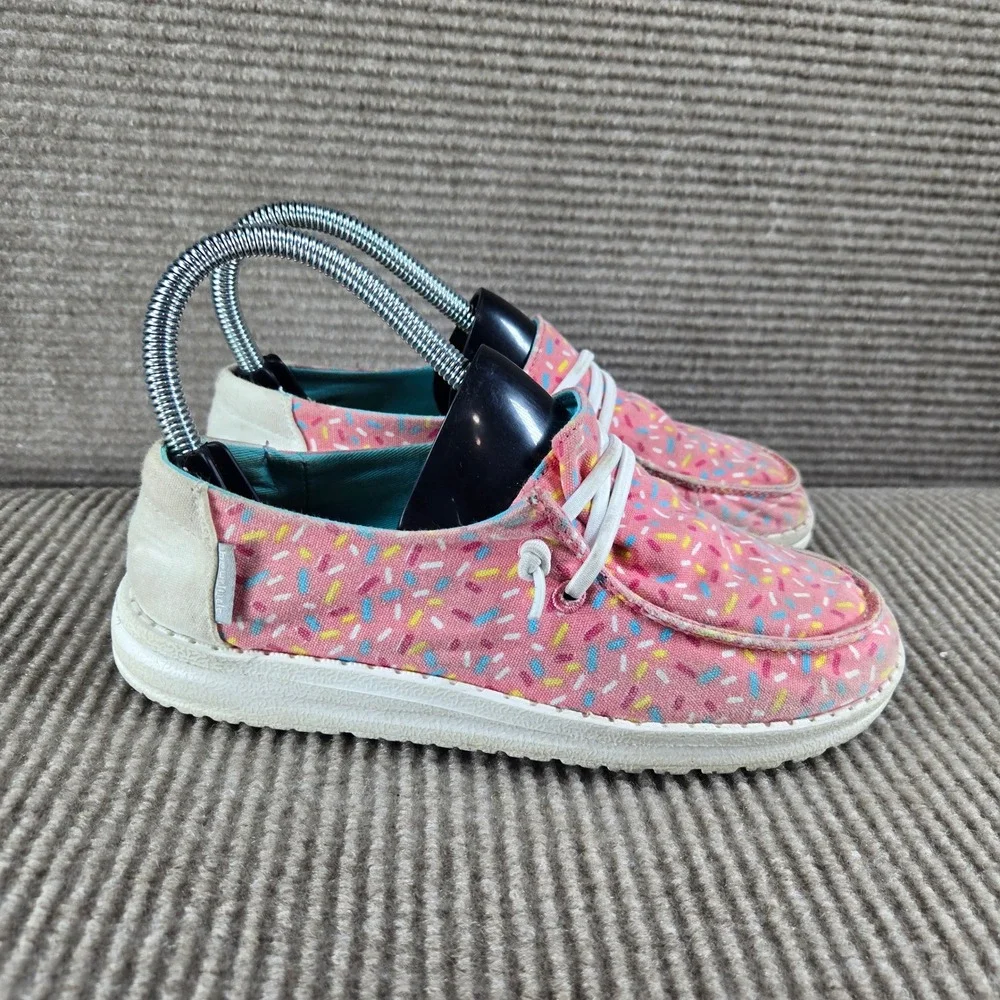 Hey Dude Kids Youth‎ Size 3 Pink Sprinkles Wendy Slip On Loafer Shoes 130125837